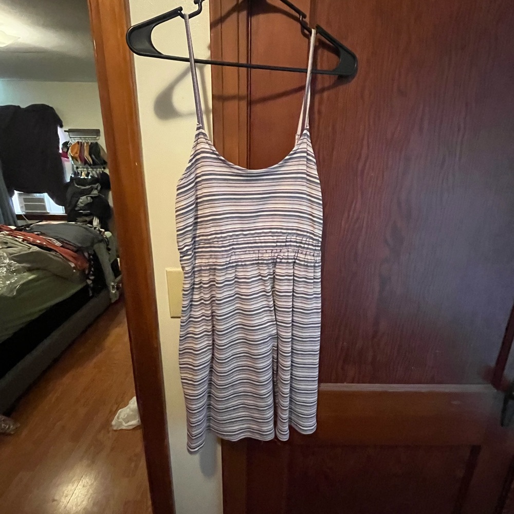 Aeropostale Striped Midi Dress - Blue and White
